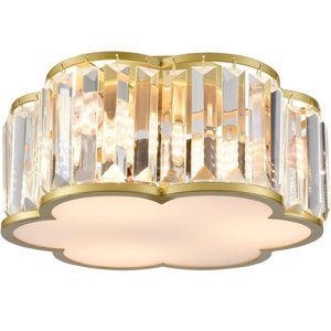 SAMTEEN Luxury Crystal Flush Mount Ceiling Light Modern 3-Light Ceiling Light Fi